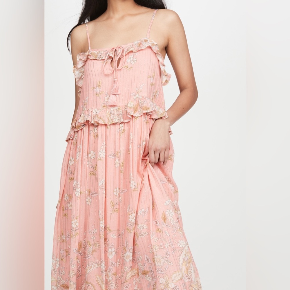 Floral Ruffle Spaghetti-Strap Maxi Dress - Pink
